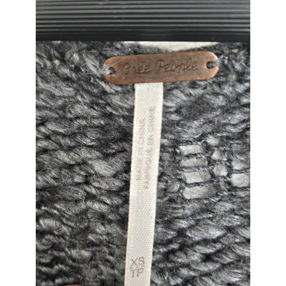 Free People Sweater Womens XS Wool Mohair Boho Oversized Arrow Gray Native Indie